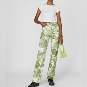 Reformation Green Marbled Jeans